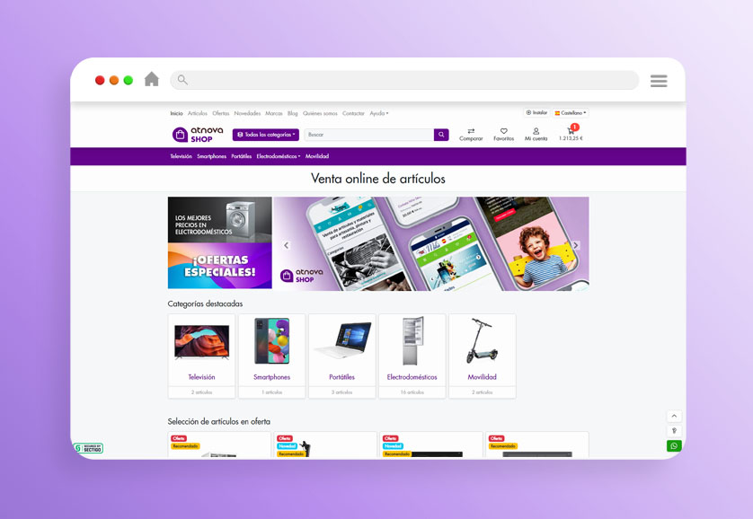 screenshot of Atnova Shop